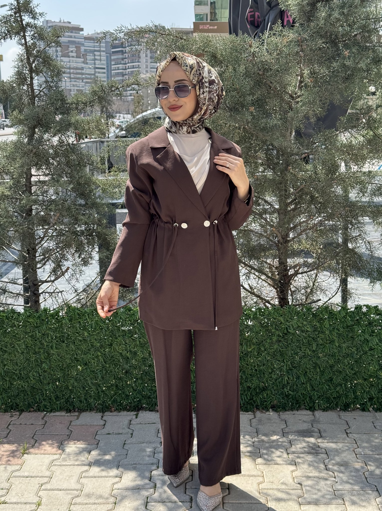 BLAZER ÇEKETLİ MODAL CUPRA PANTOLONLU TAKIM resmi